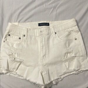 Aeropostale Women's White Distressed Shorts
